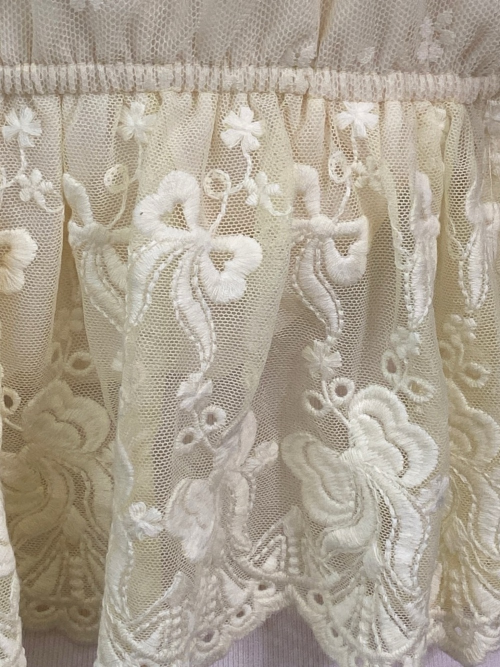 Altar'd State Butter Yellow Lace-Trim Sheer Blouse - Picture 8 of 8